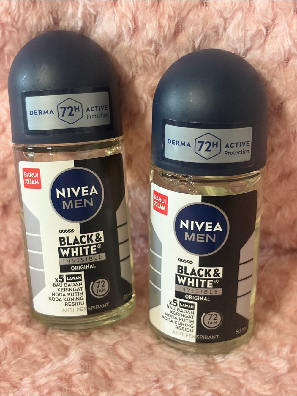 NIVEA MEN Black & White Invisible Original Antiperspirant Roll On, set of 2